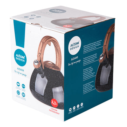 Altom Design Adam Limited Edition fluitketel RVS zwart gespikkeld / bruin 2.3 Liter - ook geschikt voor inductie