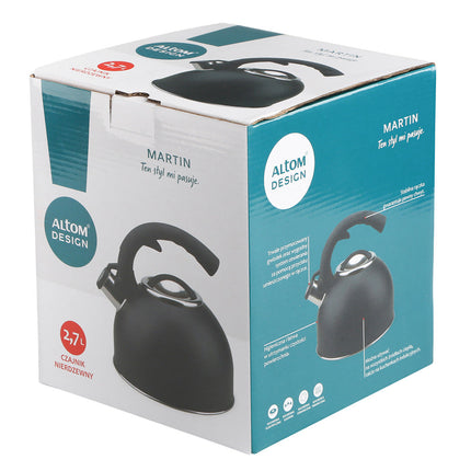 Altom Design Martin Design fluitketel RVS mat zwart 2.7 Liter - ook geschikt voor inductie