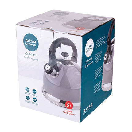 Altom Design Connor fluitketel RVS grijs hoogglans 3 Liter - ook geschikt voor inductie