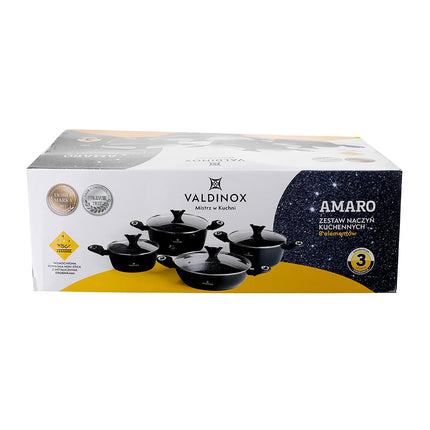 Valdinox Amaro exclusieve zwarte 8 delige pannenset met keramische coating - geschikt voor inductie