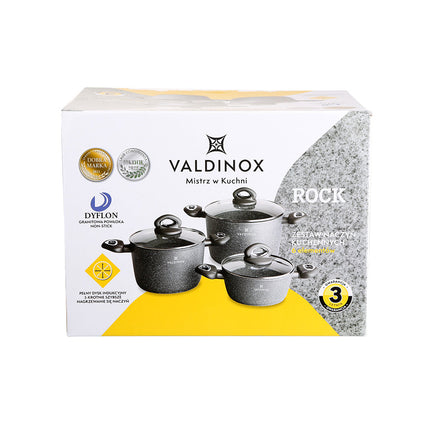 Valdinox Rock exclusieve grijze 6 delige pannenset met keramische coating - geschikt voor inductie