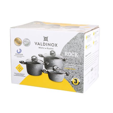 Valdinox Rock exclusieve grijze 6 delige pannenset met keramische coating - geschikt voor inductie