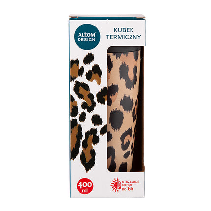 Altom Design thermosbeker/ waterfles luipaard print 400 ml