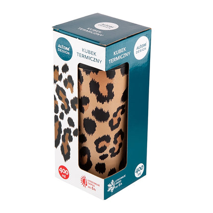 Altom Design thermosbeker/ waterfles luipaard print 400 ml
