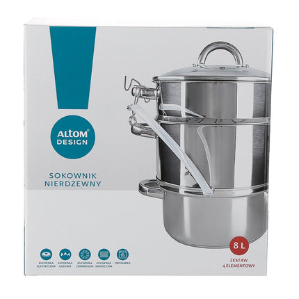 Altom Design professionele 6-delige sapcentrifuge pan/ juicer voor op het fornuis 8L RVS