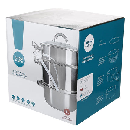 Altom Design professionele 6-delige sapcentrifuge pan/ juicer voor op het fornuis 8L RVS