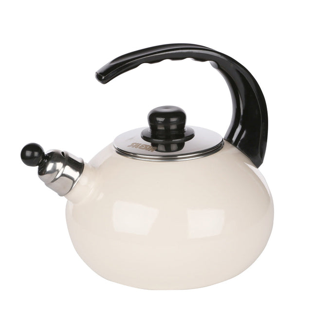 Altom Design Czajnik handgemaakte fluitketel emaille crème 2.5 liter - ook geschikt voor inductie