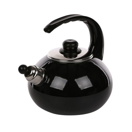Altom Design Czajnik handgemaakte fluitketel emaille zwart 2.5 liter - ook geschikt voor inductie