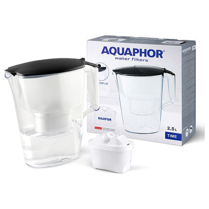 Aquaphor Time 2,5 l zwarte filterkan met een B25 Maxfor 200 liter cartridge