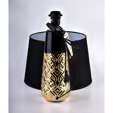 Mondex Luna Orient Gold tafellamp keramiek met stoffen kap zwart / goud