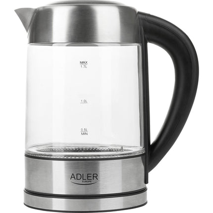 Adler glazen waterkoker met led verlichting en temperatuur regeling 1,7L AD 1247 zilver