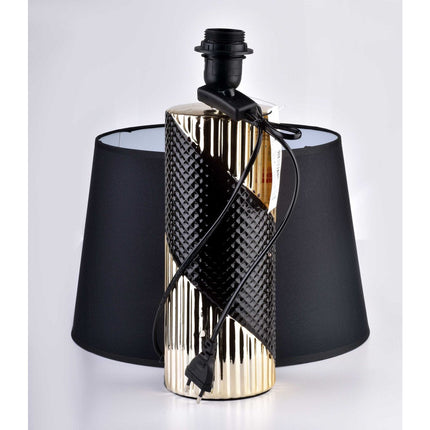 Mondex Luna Double tafellamp keramiek met stoffen kap zwart / goud