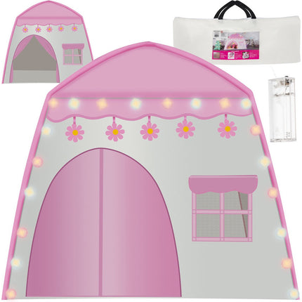 Kruzzel speeltent / kindertent XL met LED verlichting wit / roze