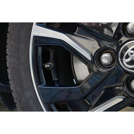 Simoni Racing ventieldoppen Zwart + Aluminium Ringen 4 stuks