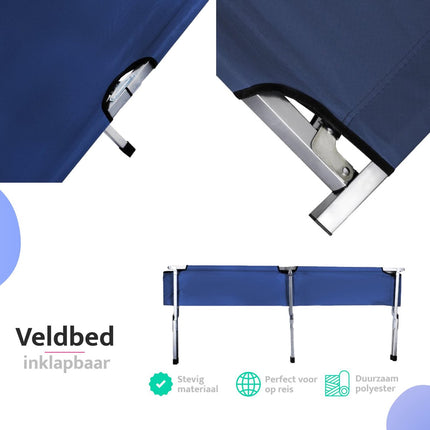 Veldbed 1 Persoons opvouwbare stretcher met opbergtas zwart