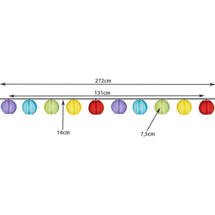 Lampion slinger feestverlichting op zonne-energie waterbestending LED 2,7m - multi-color - solar - 10 lampionnen