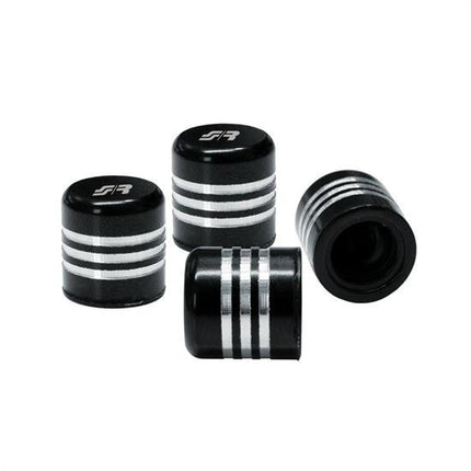 Simoni Racing ventieldoppen Zwart + Aluminium Ringen 4 stuks