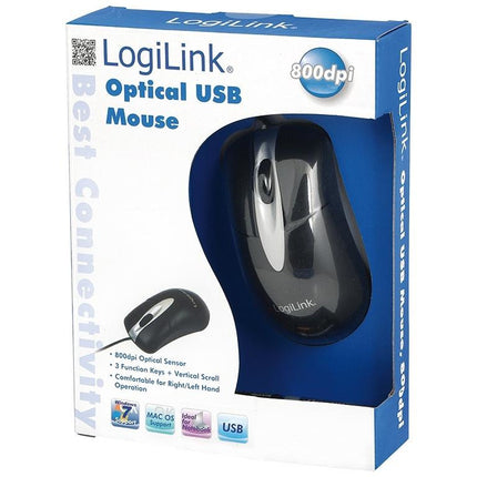 LogiLink optische mini muis ID0011 800dpi USB zwart/zilver