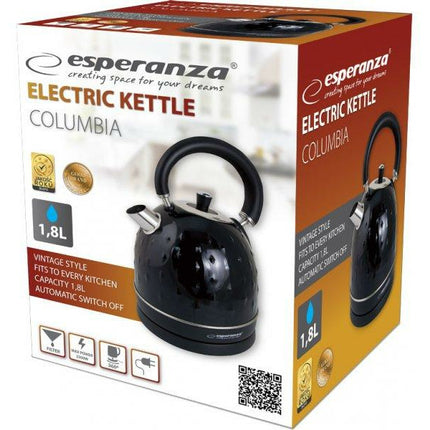 Esperanza ''Columbia'' waterkoker vintage look RVS 1.8L 2200W zwart