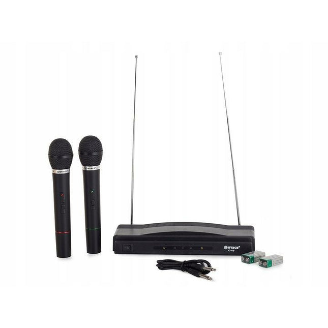 Karaoke set met 2 draadloze microfoons en receiver zwart