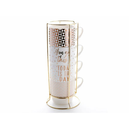 Florina Glamour rosé mokken set van 4 met standaard 330ml rosé