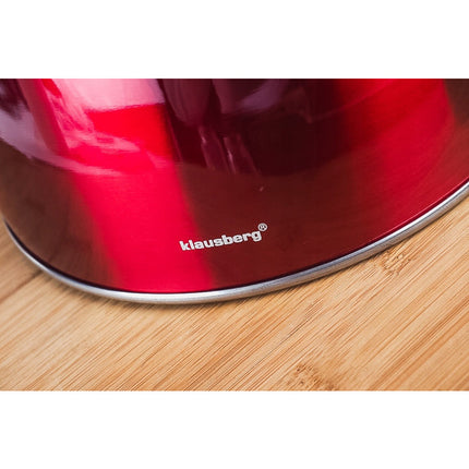 Klausberg KB-7258 fluitketel RVS metallic rood 3 Liter - ook geschikt voor inductie