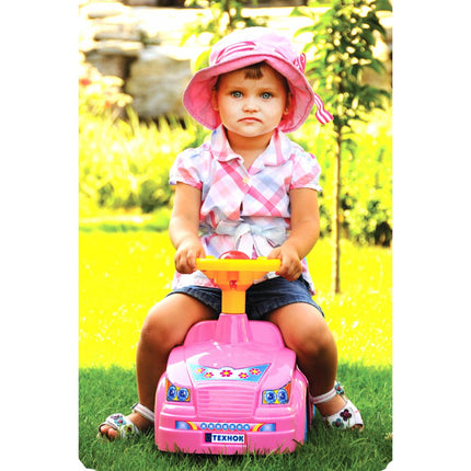 Ride-on TechnoK Prinsess loopauto met claxon en rugsteun - Roze - Kinderauto