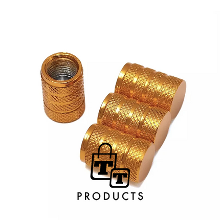 TT-products ventieldoppen 3-rings Gold aluminium 4 stuks goud