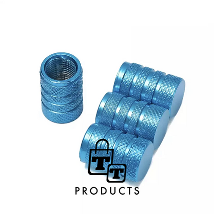 TT-products ventieldoppen 3-rings Light Blue aluminium 4 stuks lichtblauw