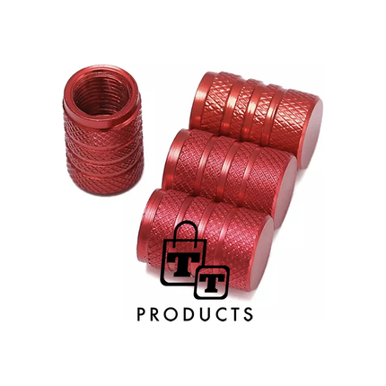 TT-products ventieldoppen 3-rings Red aluminium 4 stuks rood