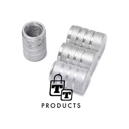 TT-products ventieldoppen 3-rings Silver aluminium 4 stuks zilver