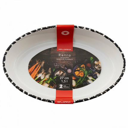 Florina retro ovalen ovenschaal braad/bakschaal 1.5L van keramiek wit