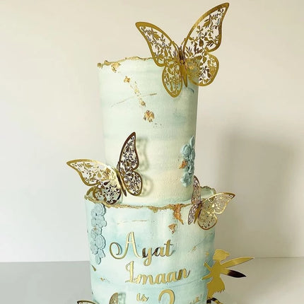 Cake topper decoratie vlinders - muur decoratie met plakkers 12 stuks rood VL-03