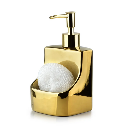 Affekdesign Amira Gold zeepdispenser / zeeppompje keramiek 9 x 9,5 x 18 cm goud