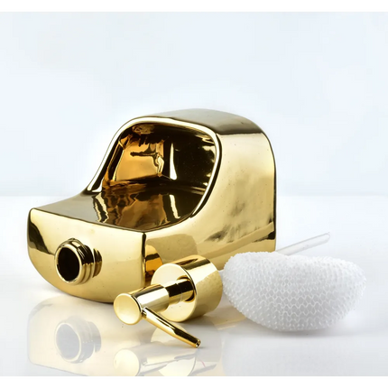 Affekdesign Amira Gold zeepdispenser / zeeppompje keramiek 9 x 9,5 x 18 cm goud