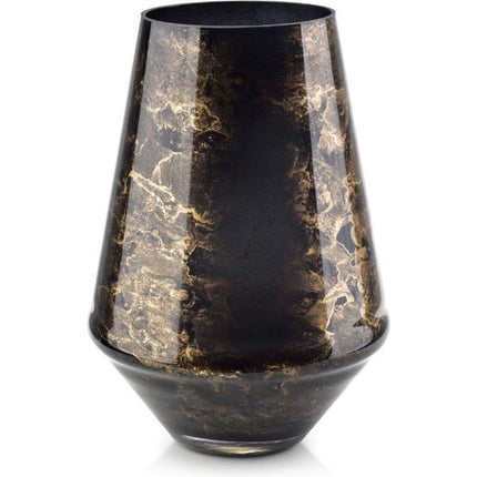 Van der Groff Christie vaas zwart marmer look glas 18 x 18 x 27 cm