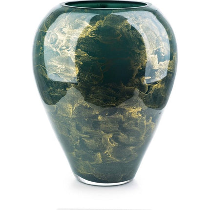 Van der Groff Christie vaas groen marmer look glas 26 x 26 x 33 cm