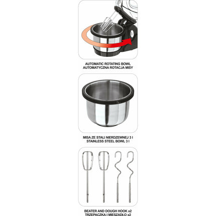 LUND Professional handmixer met 3L kom 200W RVS