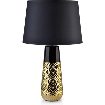 Mondex Luna Orient Gold tafellamp keramiek met stoffen kap zwart / goud