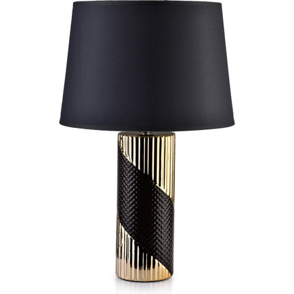 Mondex Luna Double tafellamp keramiek met stoffen kap zwart / goud