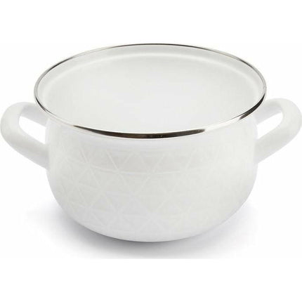 Emalia Diamond retro wit klassieke geëmailleerde kookpan met glazen deksel 22 cm - 5.3L