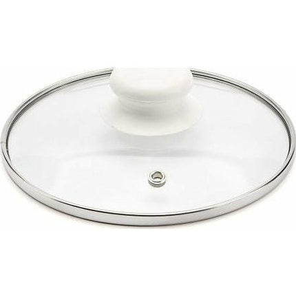 Emalia Diamond retro wit klassieke geëmailleerde kookpan met glazen deksel 22 cm - 5.3L