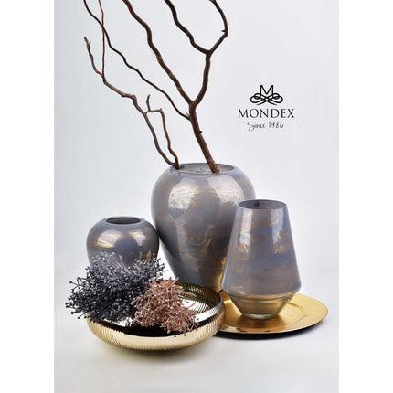 Van der Groff Christie vaas grijs marmer look glas 26 x 26 x 33 cm