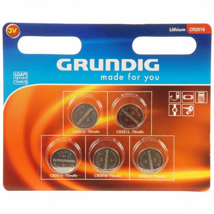 Grundig Knoopcelbatterijen CR2016 70 mAh 5 stuks