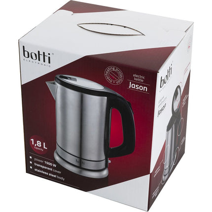 Botti Jason waterkoker met transparante klep RVS 1.8L 1500W zilver