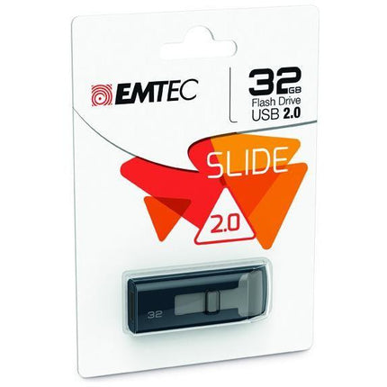 Emtec USB stick FlashDrive Slide USB 2.0 32GB Zwart/Blauw