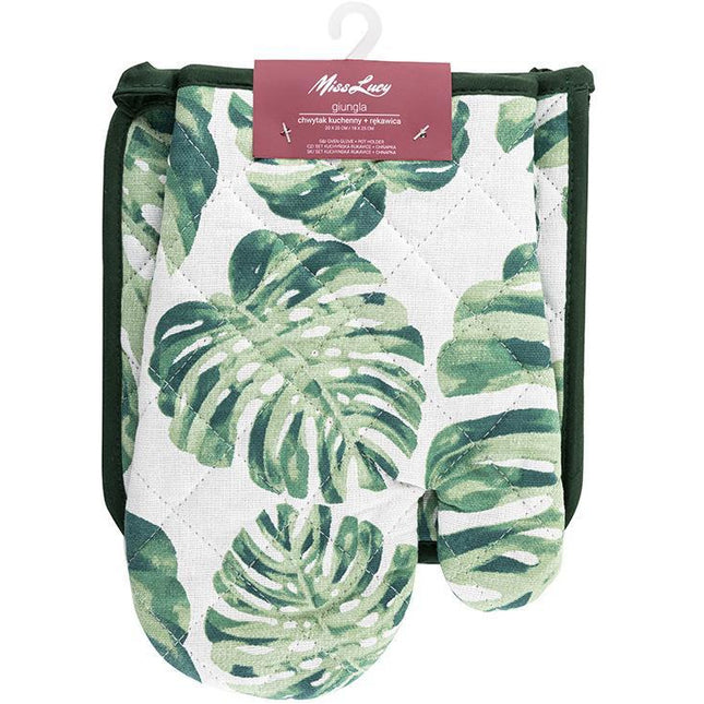 Miss Lucy Giungla ovenhandschoen en pan lap set van 2 stuks 18 x 25 cm groen