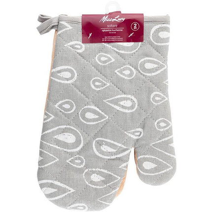 Miss Lucy Soltare ovenhandschoenen set van 2 stuks 18 x 25 cm grijs/roze