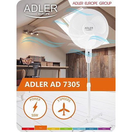 Adler staande ventilator / vloerventilator 40cm AD 7305 wit