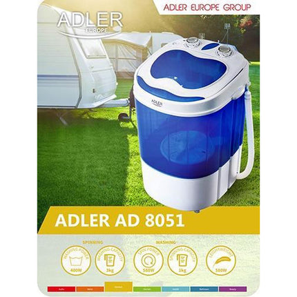 Adler AD 8051 camping mini wasmachine met centrifuge tot 3kg